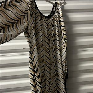 Spense Black and Gold Chevron Blouse ST